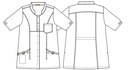 Dame tunika, blå/hvid strib, 60/40% CO/PES, Kentaur, fra XS til 2XL (1 stk.)
