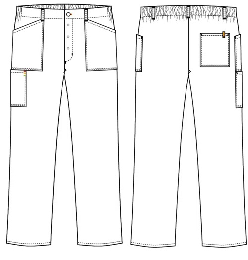 Unisex buks m/lårlomme, sort, 65/35% rPES/CO, Kentaur, fra XS til 2XL (1 stk.)