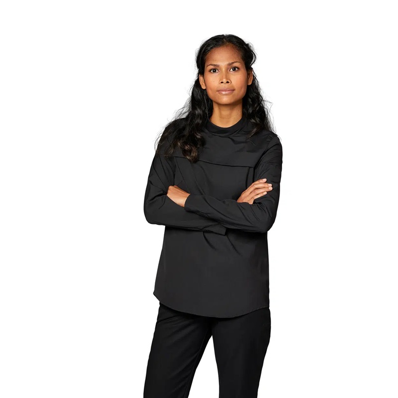 Dame popover skjorte, sort, 65/35% PES/CO, Kentaur, fra XS til 2XL (1 stk.)