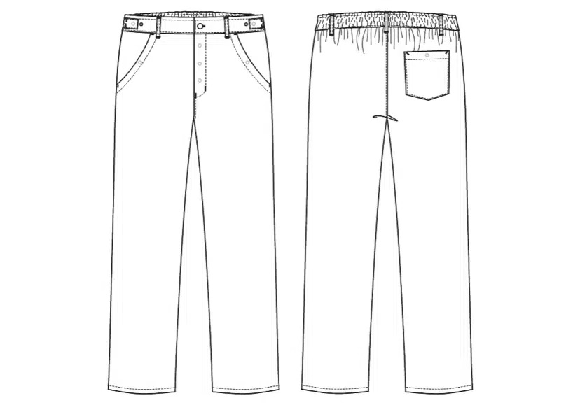 Unisex buks, hvid, 65/35% PES/CO, Kentaur, fra XS til 2XL (1 stk.)