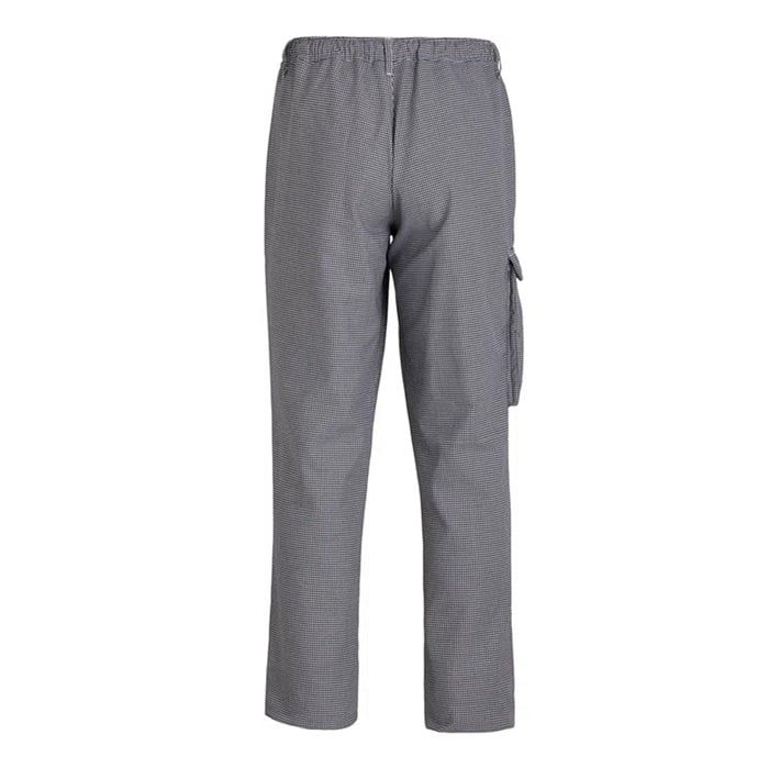 Unisex buks m/lårlomme, sort/hvid, 65/35% PES/CO, Kentaur, fra XS til 2XL (1 stk.)