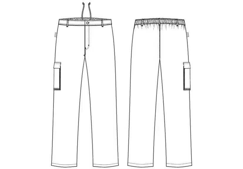 Unisex buks m/lårlomme, sort/hvid, 65/35% PES/CO, Kentaur, fra XS til 2XL (1 stk.)