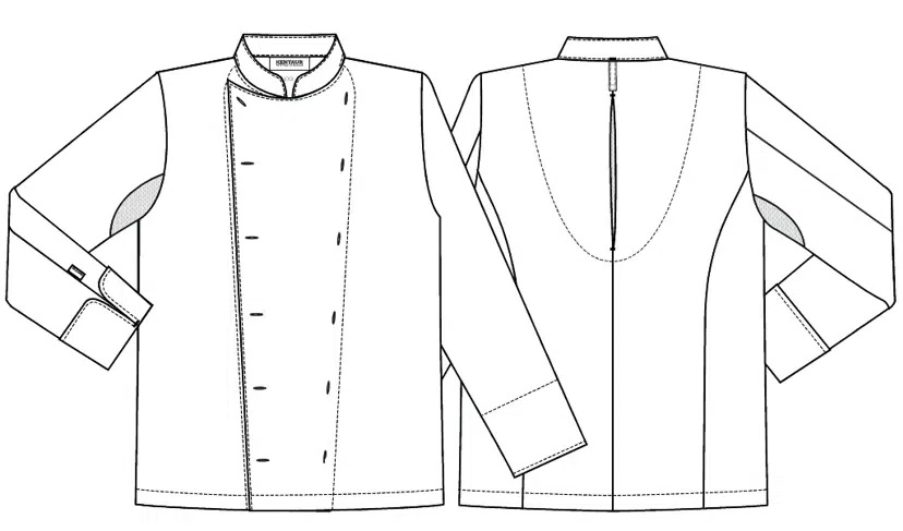 Kokkejakke med net, hvid, 65/35% PES/CO, Kentaur, fra XS til 2XL (1 stk.)
