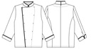 Kokkejakke med piping, hvid m. bordeaux pipe, 65/35% PES/CO, Kentaur, fra XS til 2XL (1 stk.)