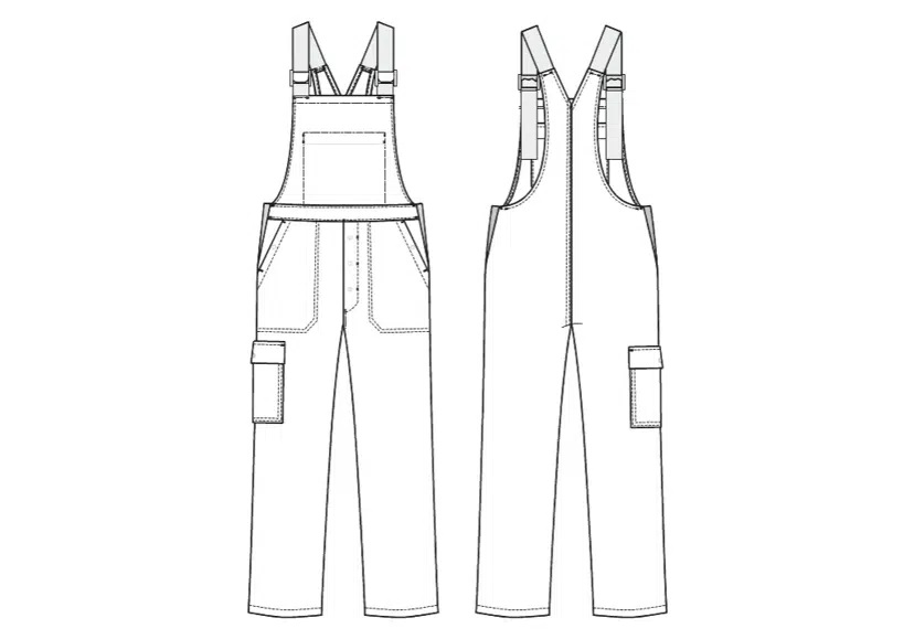Unisex smækbuks, hvid, 65/35% PES/CO, Kentaur, fra XS til 2XL (1 stk.)