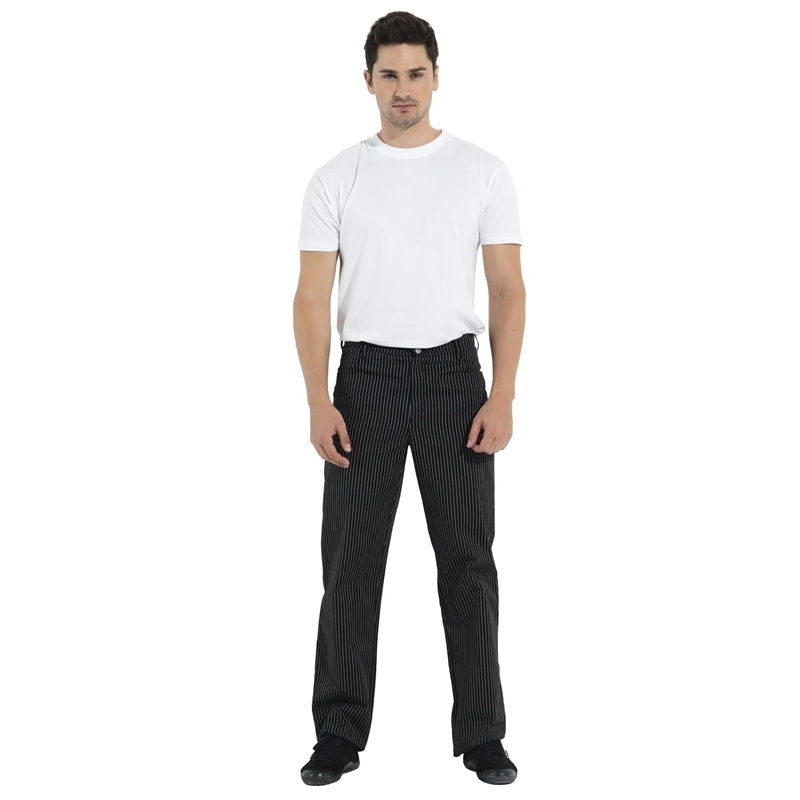 Unisex Kokkebuks, sort/hvid strib, 65/35% PES/CO, Kentaur, fra 2XS til 2XL (1 stk.)