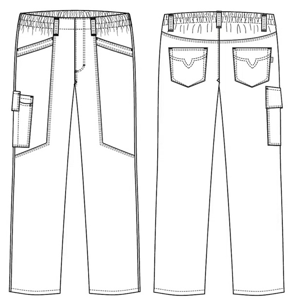 Unisex pull on buks, hvid, 50/50% CO/PES, Kentaur, fra XS til 2XL (1 stk.)