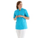 Unisex skjorte, turkis m. hvid flatlock, 50/50% CLY/rPES, Kentaur, fra 2XS til 2XL (1 stk.)