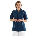 Unisex skjorte, marine m. hvid flatlock, 50/50% CLY/rPES, Kentaur, fra 2XS til 2XL (1 stk.)
