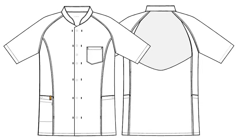 Unisex skjorte, pale blue m. hvid flatlock, 50/50% CLY/rPES, Kentaur, fra 2XS til 2XL (1 stk.)