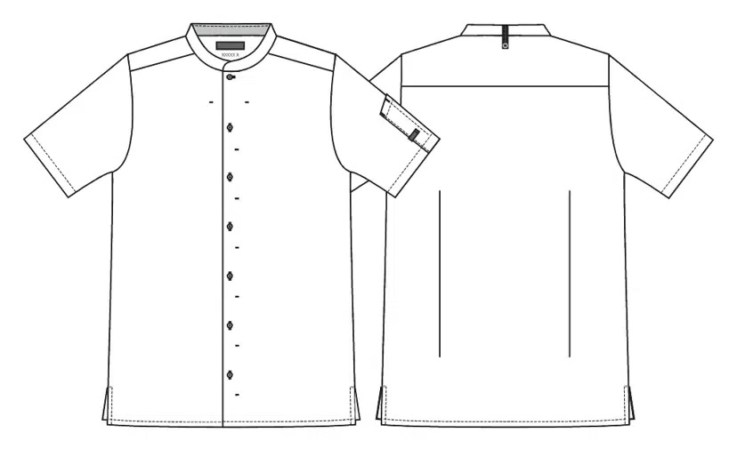Kokke-/service skjorte k/arm, sort, 65/35% rPES/CO, Kentaur, XS til 2XL (1 stk.)