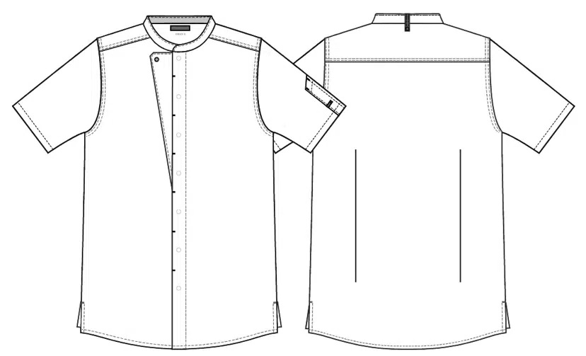 Kokke-/servicejakke, korte ærmer, hvid, 65/35% rPES/CO, Kentaur, fra 2XS til 2XL (1 stk.)
