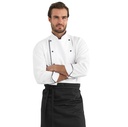 Kokkejakke med piping, hvid m. sort piping, 65/35% PES/CO, Kentaur, fra XS til 2XL (1 stk.)