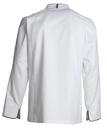 Unisex kokke-/tjenerjakke, hvid m. sort piping, 50/50% CO/PES, Kentaur, fra 2XS til 2XL (1 stk.)