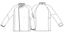 Unisex kokke-/tjenerjakke, hvid m. sort piping, 50/50% CO/PES, Kentaur, fra 2XS til 2XL (1 stk.)