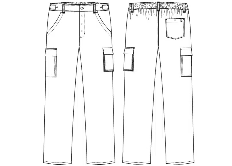 Unisex buks m/ lårlomme, hvid, 65/35% PES/CO, Kentaur, fra XS til 2XL (1 stk.)