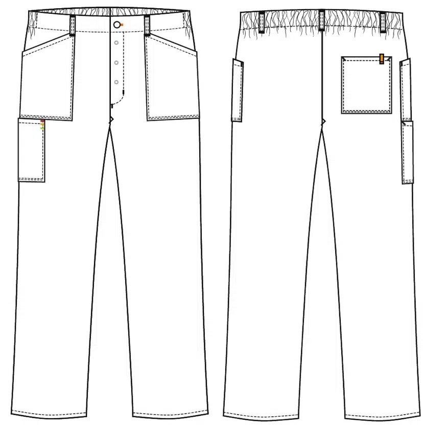 Unisex buks m/lårlomme, sort/grå pepita, 65/35% PES/CO, Kentaur, fra XS til 2XL (1 stk.)