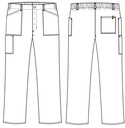 Unisex buks m/lårlomme, sort/grå pepita, 65/35% PES/CO, Kentaur, fra XS til 2XL (1 stk.)