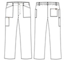 Unisex buks m/lårlomme, sort/hvid strib, 65/35% PES/CO, Kentaur, fra XS til 2XL (1 stk.)
