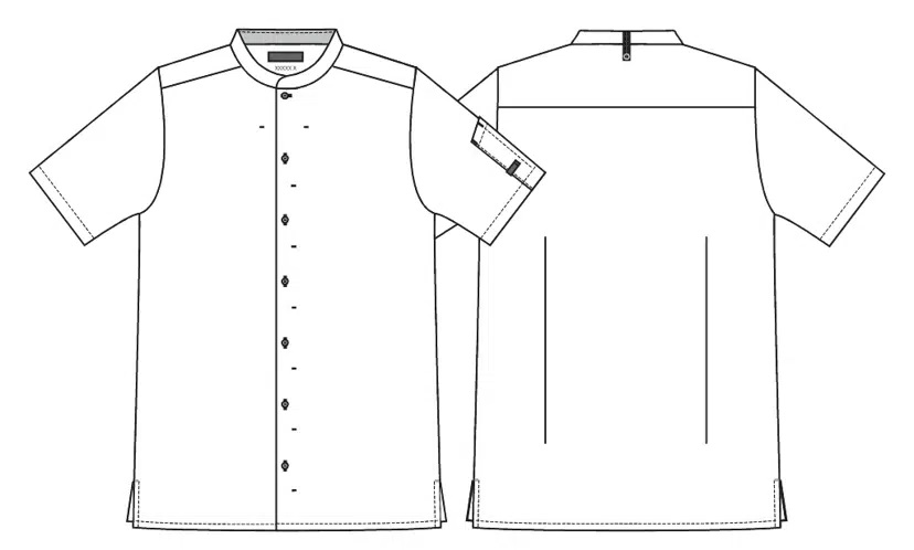 Kokke-/serviceskjorte, korte ærmer, hvid, 65/35% rPES/CO, Kentaur, fra XS til 2XL (1 stk.)