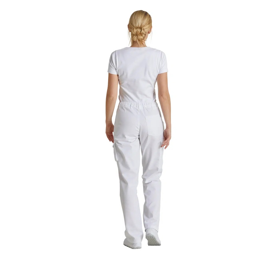 Unisex buks med lårlomme, hvid, 65/35% PES/CO, Kentaur, fra XS til 2XL (1 stk.)