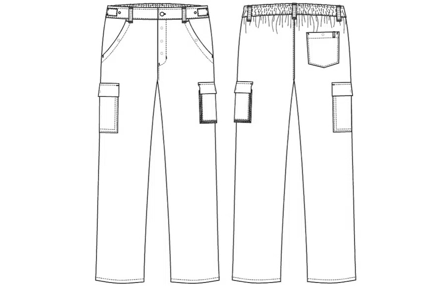 Unisex buks med lårlomme, hvid, 65/35% PES/CO, Kentaur, fra XS til 2XL (1 stk.)