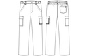Unisex buks med lårlomme, hvid, 65/35% PES/CO, Kentaur, fra XS til 2XL (1 stk.)
