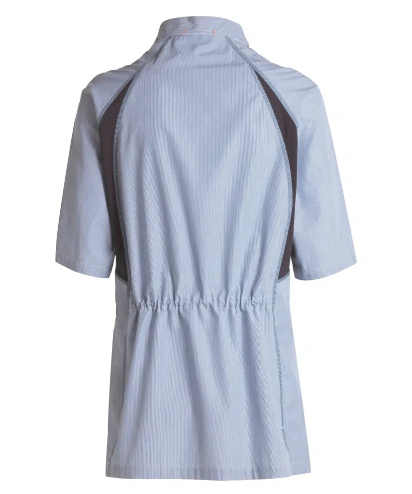 Unisex funktionsskjorte, blå/hvid strib, 60/40% CO/PES, Kentaur, fra XS til 2XL (1 stk.)