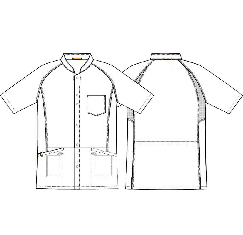 Unisex funktionsskjorte, blå/hvid strib, 60/40% CO/PES, Kentaur, fra XS til 2XL (1 stk.)