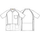 Unisex funktionsskjorte, blå/hvid strib, 60/40% CO/PES, Kentaur, fra XS til 2XL (1 stk.)