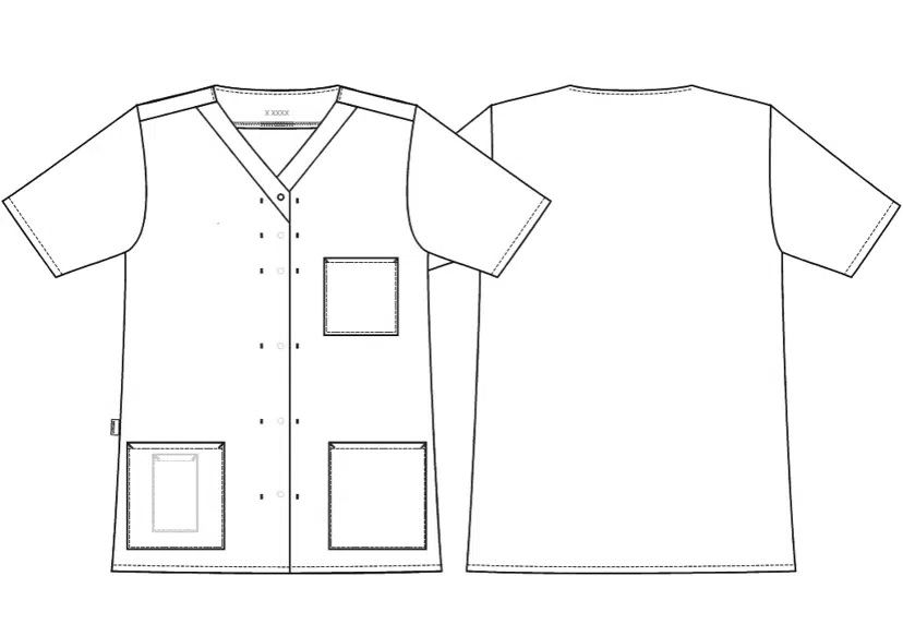 Unisex skjorte V-hals, hvid, 50/50% CLY/PES, Kentaur, fra 2XS til 2XL (1 stk.)