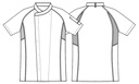 Unisex kokke-/tjenerjakke, sort m. rød flatlock, 65/35% rPES/CO, Kentaur, fra 2XS til 2XL (1 stk.)