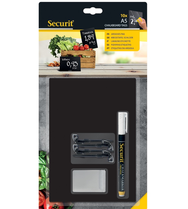Tavleplader, A5 dobbeltsidede, sorte, Securit, (10 stk.)