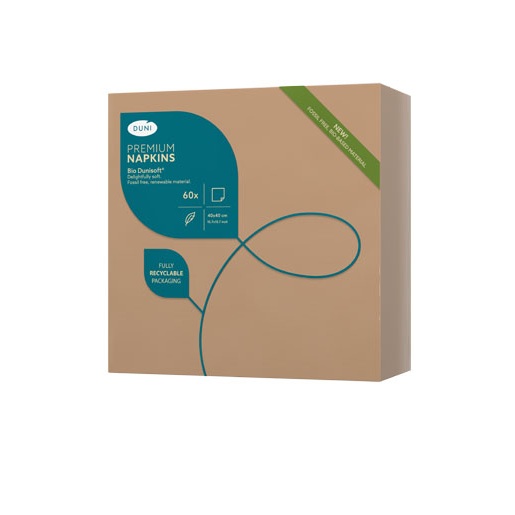 Middagsserviet, Dunisoft, 1/4 fold, 40x40cm, brun, papir, Duni, (760 stk.)