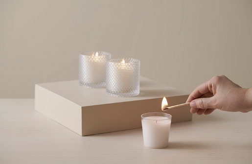 Fyrfadslys, Switch & Shine Refill, 25 timer, 6,5x6,5cm, Svanemærket, hvid, Duni, (12 stk.)