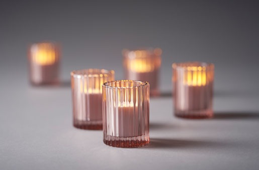 Lysestage, i glas, 70x55mm, Comodo Earth, Duni, (6 stk.)