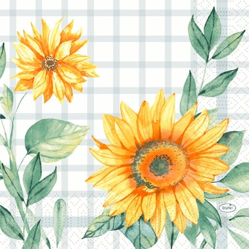 Frokostserviet, 3-lags, 33x33cm, "Sunflower day", Duni, (500 stk.)