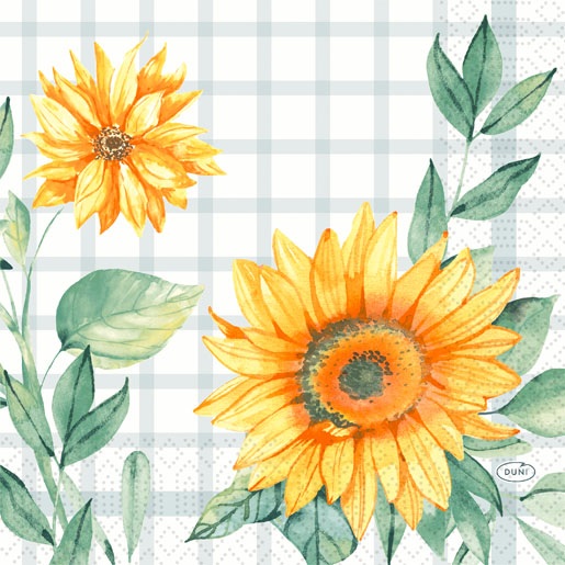 Frokostserviet, 3-lags, 33x33cm, "Sunflower day", Duni, (500 stk.)