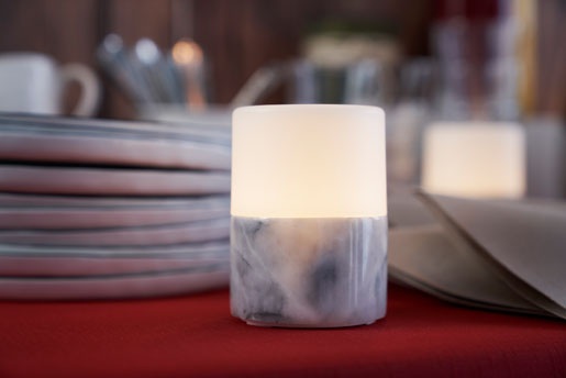 Lysestage, LED holder, Marble, 105x75mm, "Bright", Duni, (4 stk.)