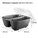 Genanvendelig plastskål m/ låg, 2-rums, 600+400ml, GoodBowl Twin, Thermohauser, (sæt á 5 stk.) 