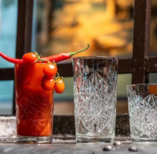 Højt drinksglas, 47 cl, klar med mønster, glas, Hobstar, LIBBEY, (6 stk.)