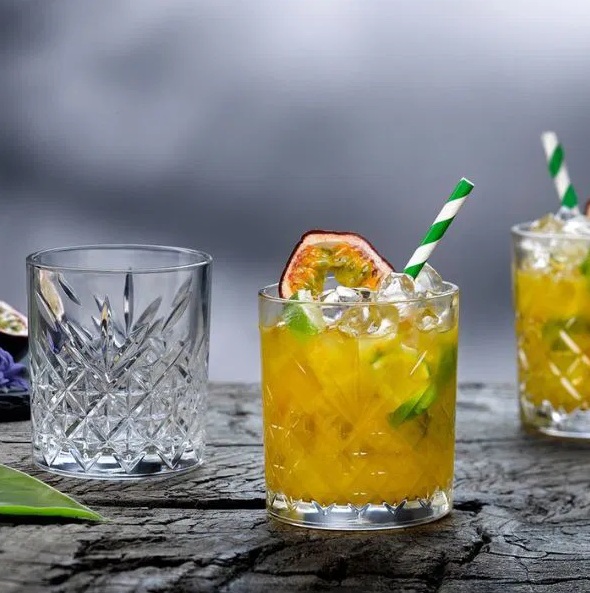 Lave stabelbare drinksglas, 35 cl, klar med mønster, glas, Timeless, Pasabahce, (12 stk.)
