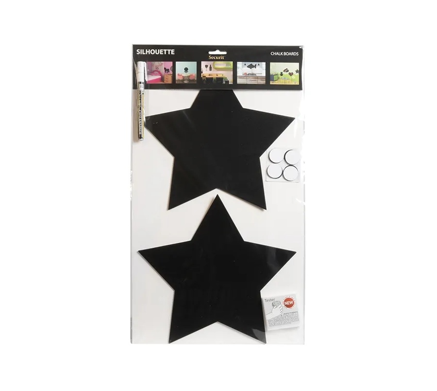 Kridttavler inkl. kridtmarker, PP, sort, Securit silhuet, flere designs, (1 stk.)