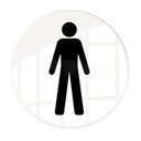 Rundt toiletskilt, herretoilet, Ø10 cm, Securit, flere farver, (1 stk.)