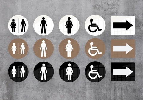 Handicap toiletskilt, Ø10 cm, aluminium, Securit, flere farver, (1 stk.)