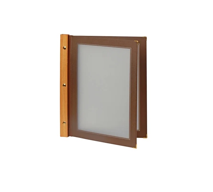 Menuramme med 2 lommer, Securit® WOOD, til ark, træ/refleksfri PP, flere str. & farver, (1 stk.)