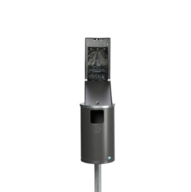 Komplet hundeposeholder, 30L affaldsbeholder & standrør, galvaniseret stål, (1 sæt)