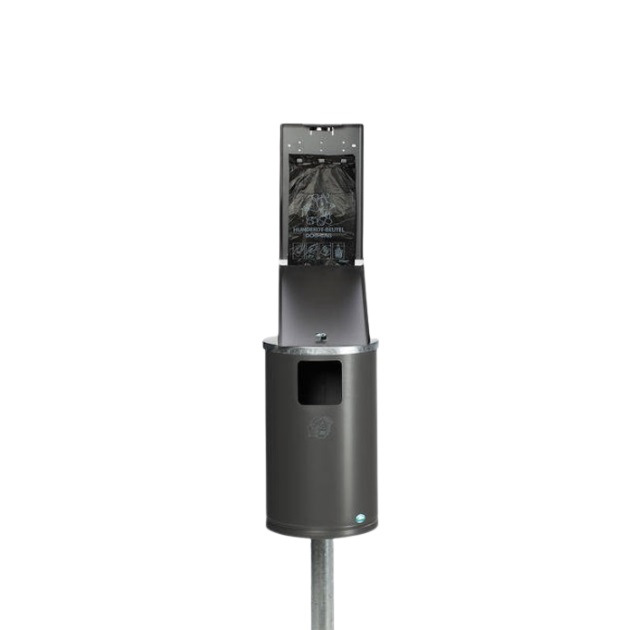 Komplet hundeposeholder, 30L affaldsbeholder & standrør, galvaniseret stål, (1 sæt)