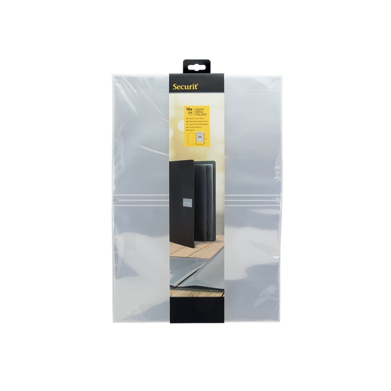 Menulommer til Securit® menuomslag, A5, PP, klar, (10x2 lommer)
