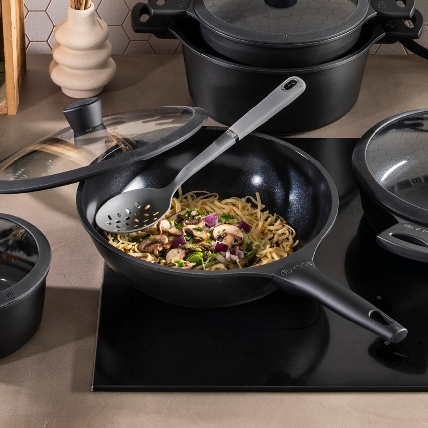 Wok pande med låg, Ø30 cm, PFAS-fri keramisk non-stick, SOLA Ceramic Deluxe, (1 stk.)